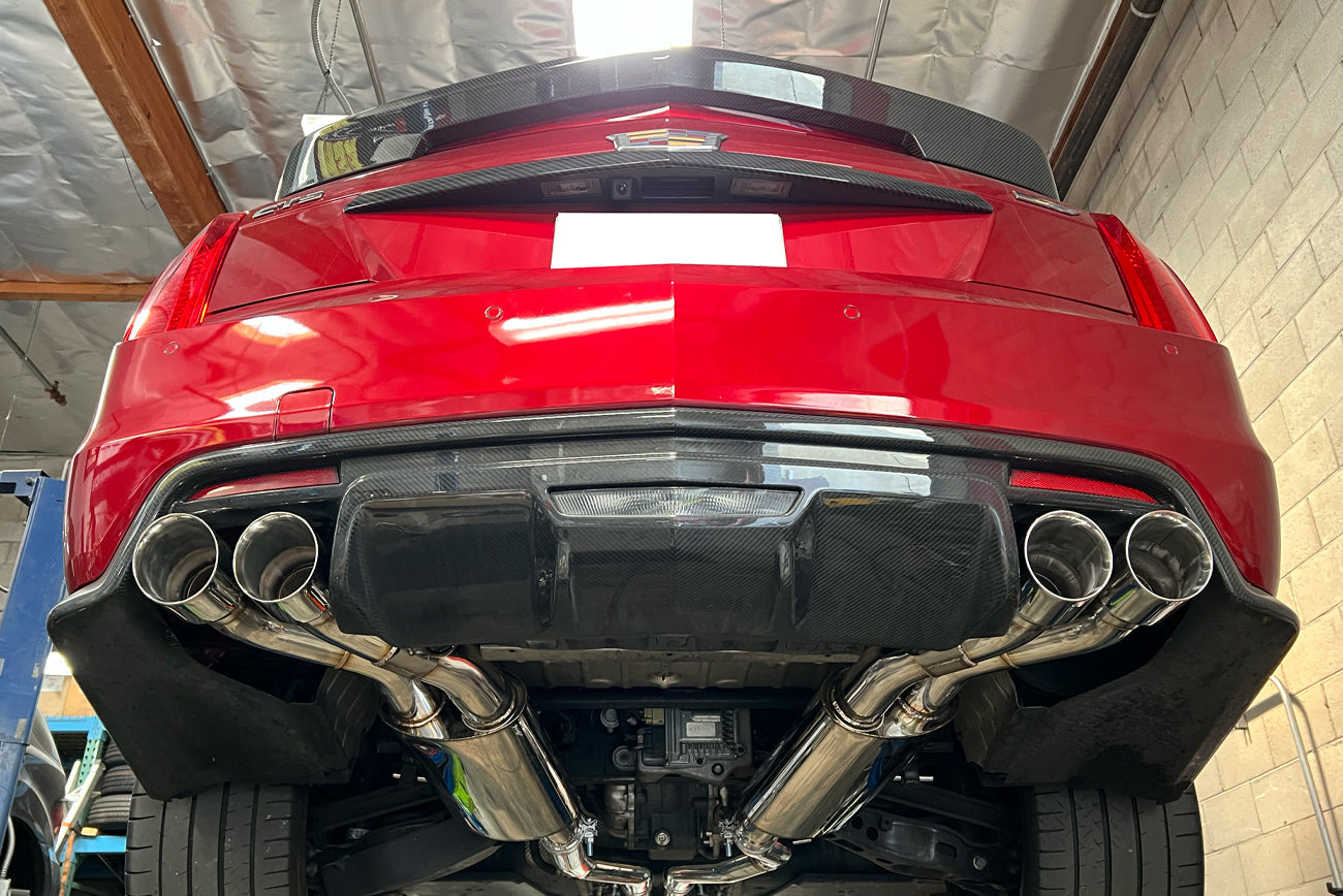 2016+ Cadillac CTS-V V3 Sedan | NPP Valved Axle Back Quad BLACK Tips Exhaust